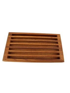 Kalmar Designs Teak Wood Cutting Tray Bread Board Crumb Catcher 94558